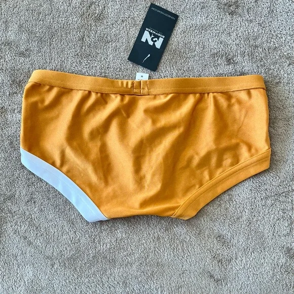 Men's Low Rise Square Cut Swim Trunks by N2N, unlined, orange - Picture 4 of 6